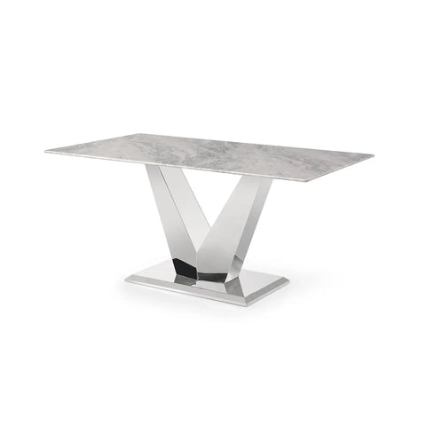 Venice 160cm Light Grey Marble Top Dining Table