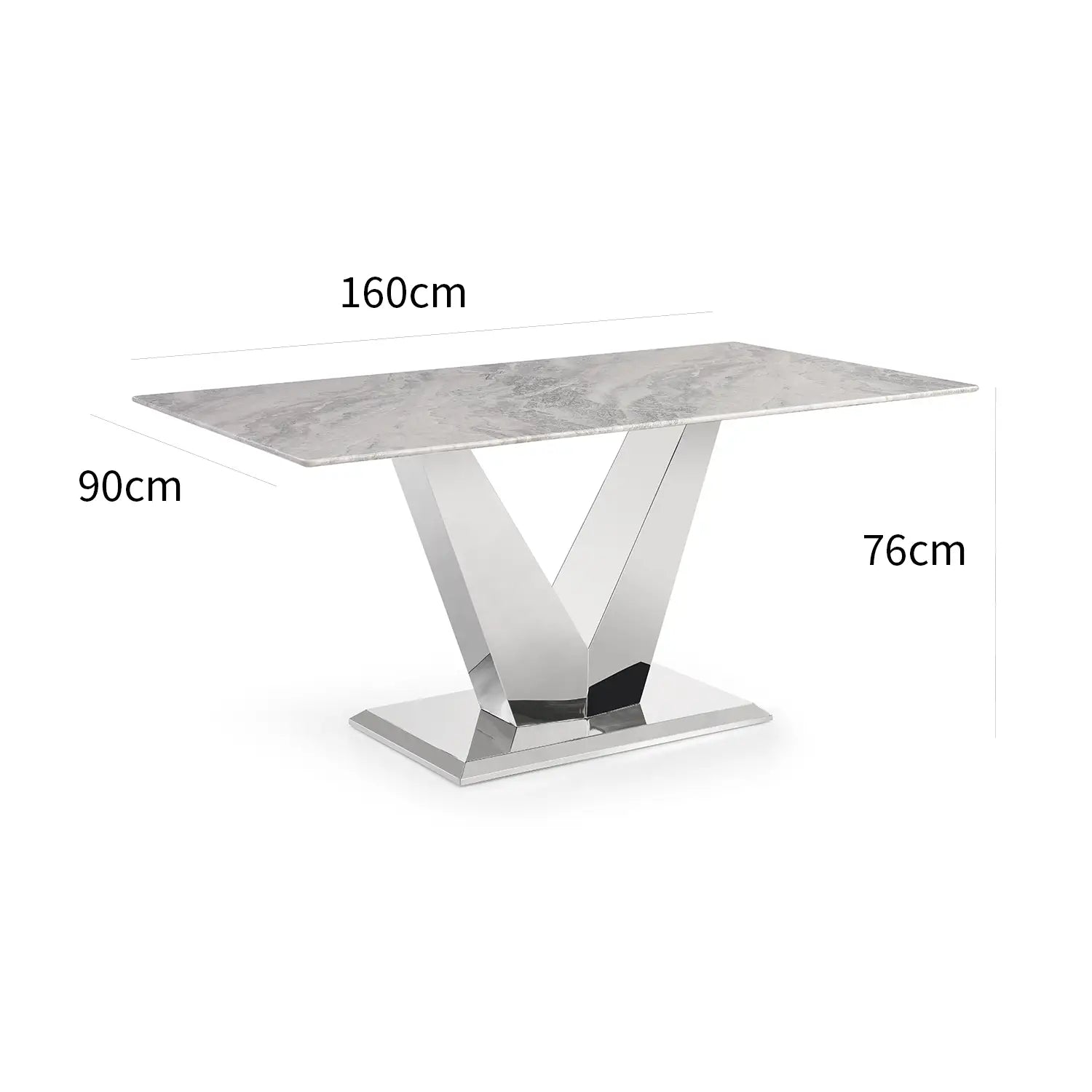 Venice 160cm Grey Marble Dining Table With Chairs