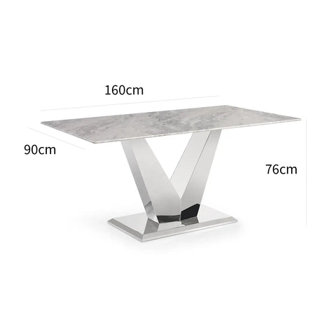 Venice 160cm Grey Marble Dining Table With Chairs