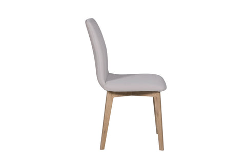 Skye Set of 4 Natural PU Dining Chairs, also available in Grey or Natural fabric- Side View of Chair Image