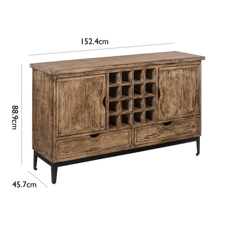 Montauk Large Reclaimed Pine Sideboard with Wine Rack