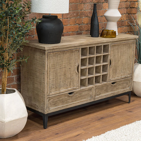 Montauk Large Reclaimed Pine Sideboard with Wine Rack