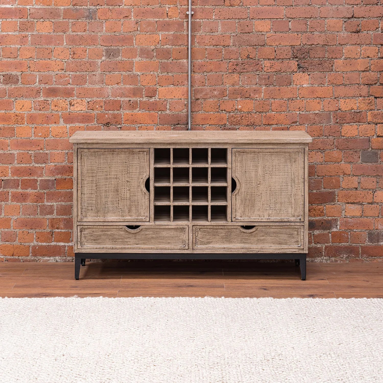 Montauk Large Reclaimed Pine Sideboard with Wine Rack