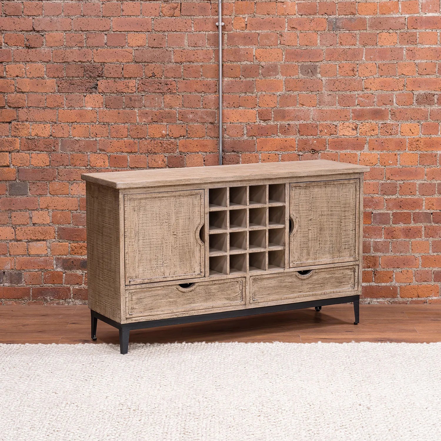 Montauk Large Reclaimed Pine Sideboard with Wine Rack