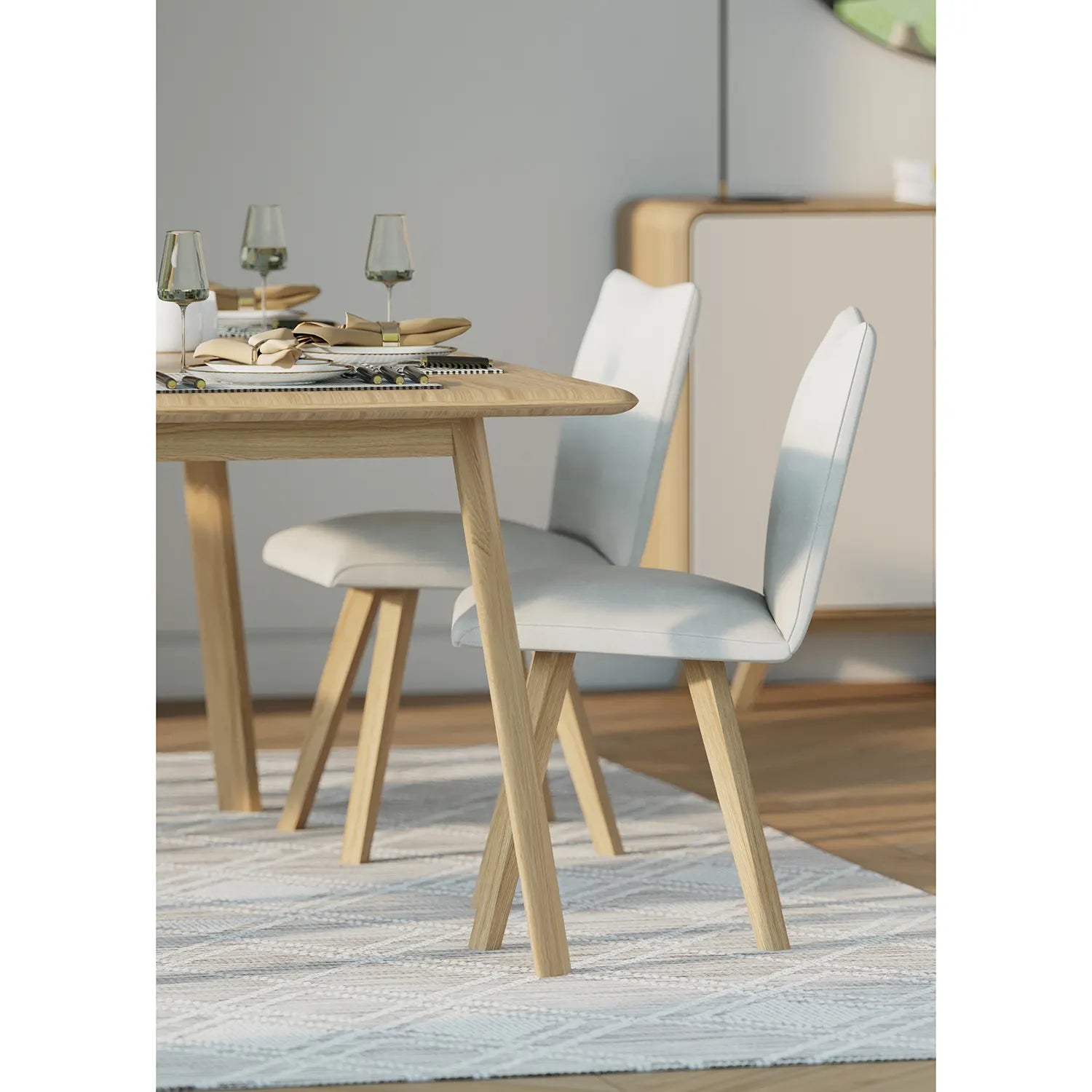 Asiago Solid White Oak 1.4m Dining Table with Milano Chairs