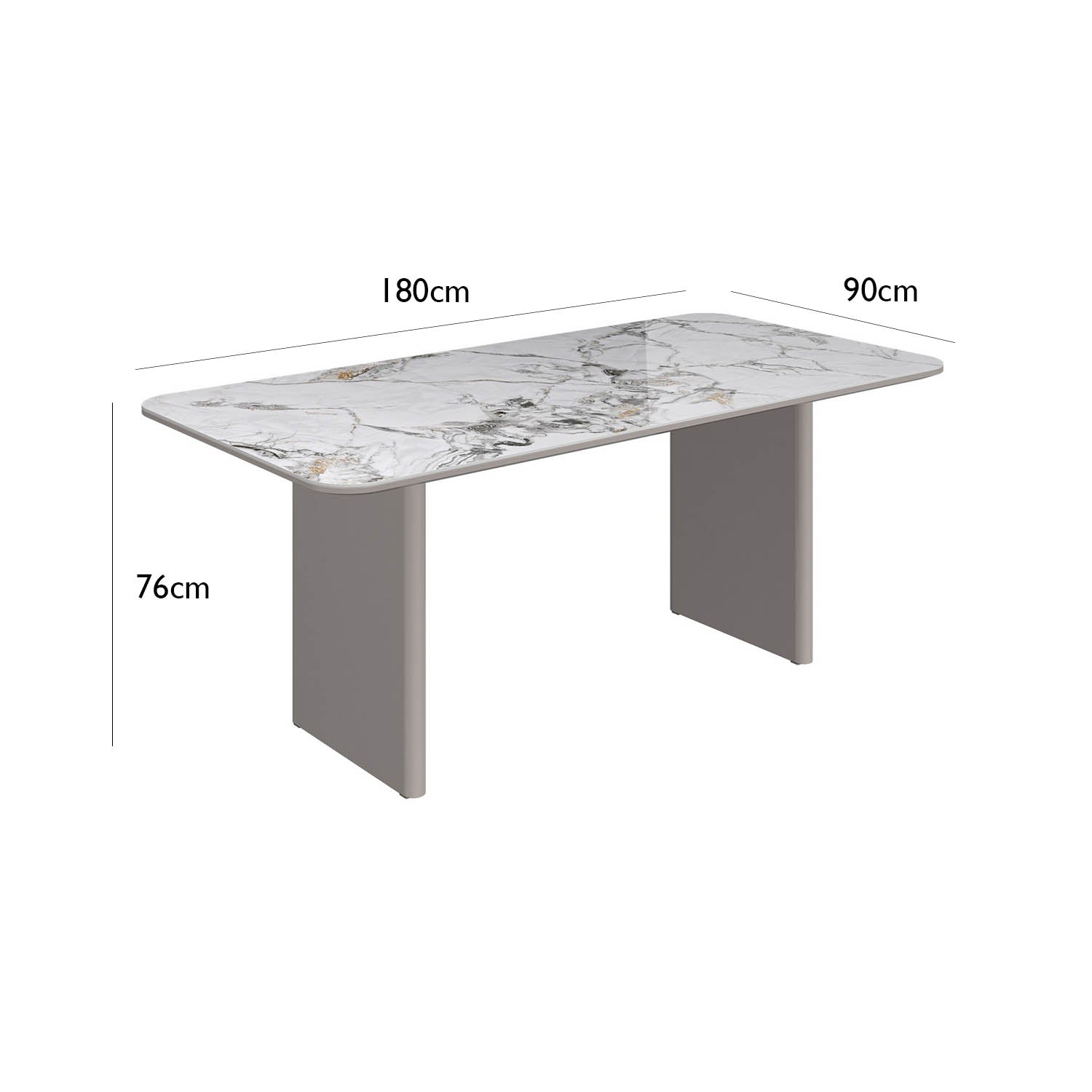 Milan White Sintered Stone Ceramic Top Dining Table