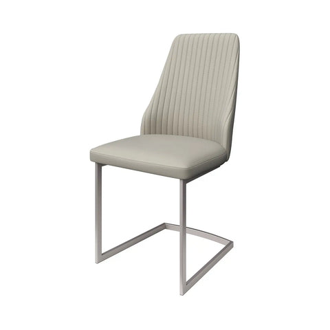 Milan Light Grey PU Leather Dining Chairs with cantilever base - Angled View