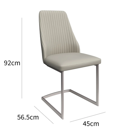 Milan Light Grey PU Leather Dining Chairs with cantilever base - Dimensions