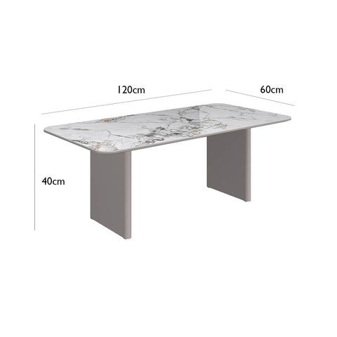 Milan White Sintered Stone Ceramic Top Coffee Table - Dimensions