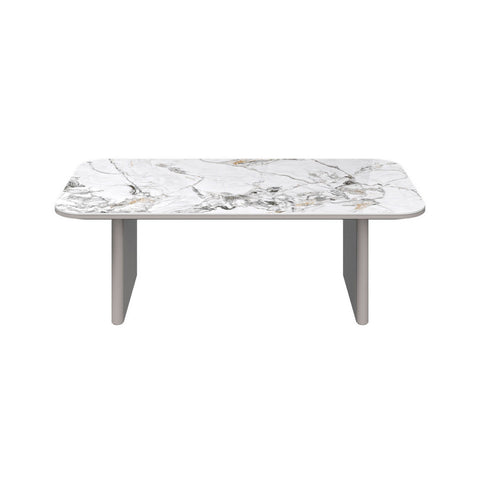 Milan White Sintered Stone Ceramic Top Coffee Table - Front