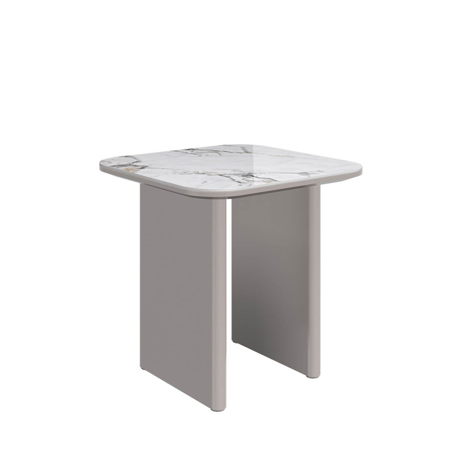 Milan White Sintered Stone Ceramic Top Side Table