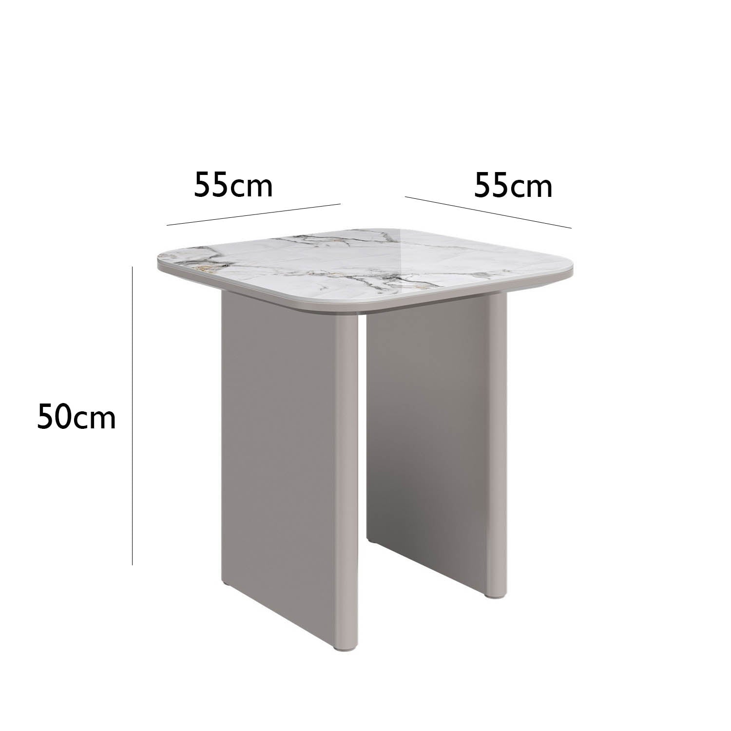 Milan White Sintered Stone Ceramic Top Side Table