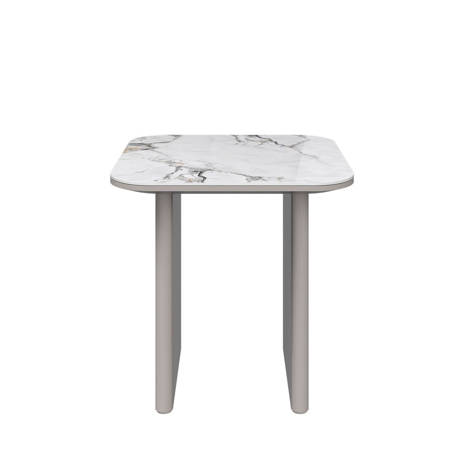 Milan White Sintered Stone Ceramic Top Side Table