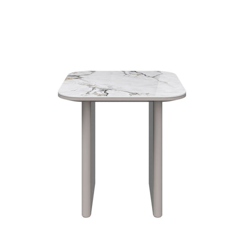 Milan White Sintered Stone Ceramic Top Side Table - straight 