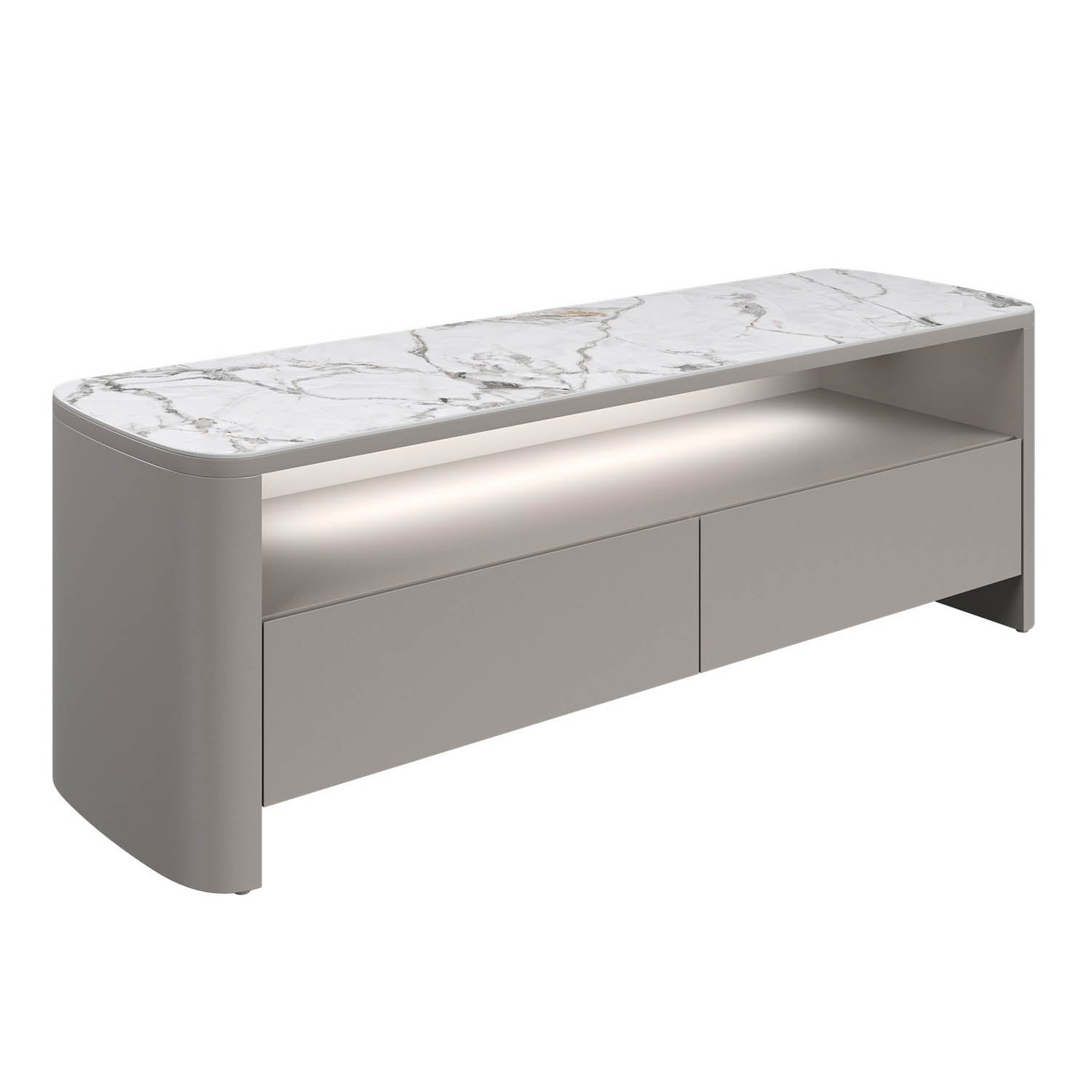 Milan Light Grey TV-Unit with White Ceramic Top Modern Furniture