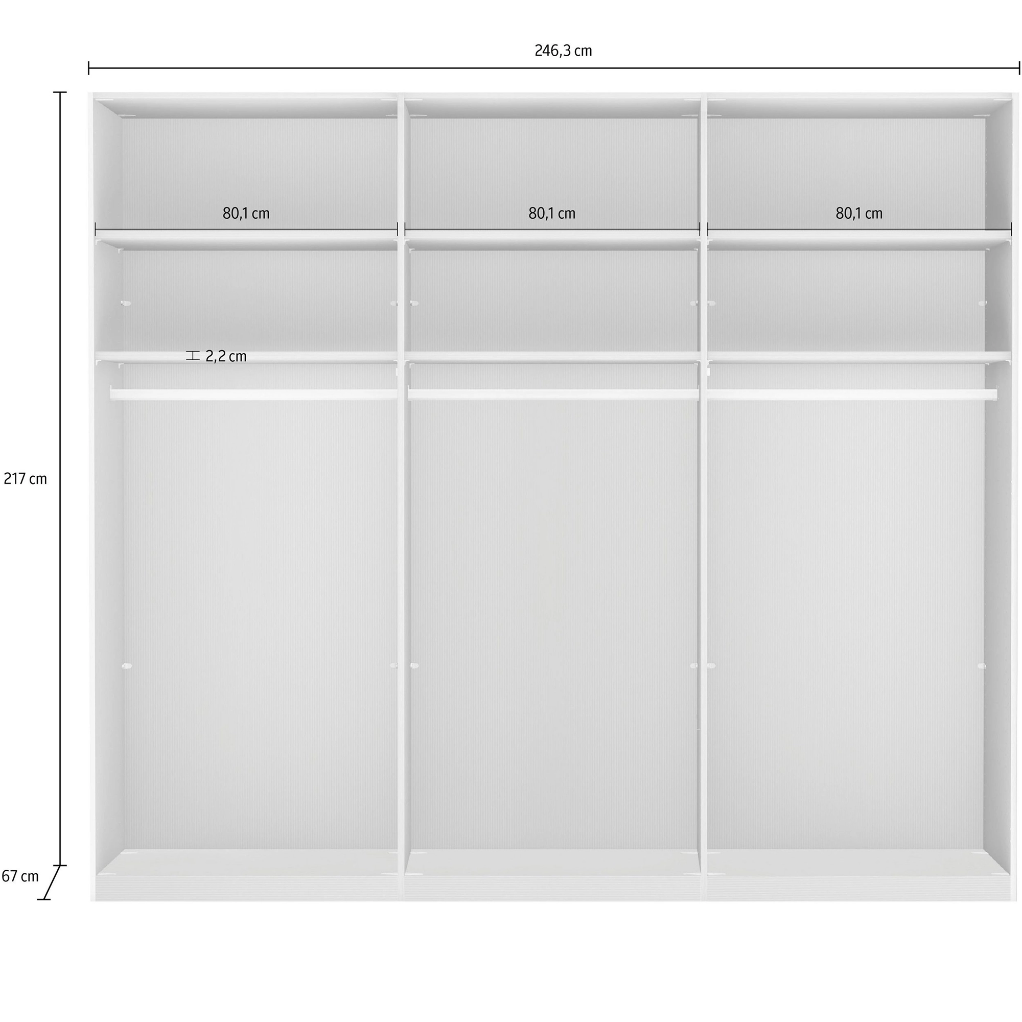 Wiemann Monroe Bianco Oak White Glass 3 Sliding Door Wardrobe with Mirror