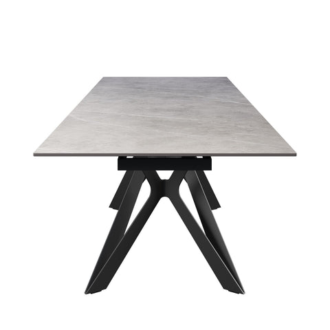 Murano 180-260cm Mid Grey Ceramic Extending Dining Table, Can accommodate up to 10 Dinners Large Extending Dining Table with Grey Ceramic Top - Head View