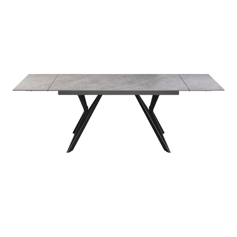 Murano 180-260cm Mid Grey Ceramic Extending Dining Table, Can accommodate up to 10 Dinners Large Extending Dining Table with Grey Ceramic Top - Extended View