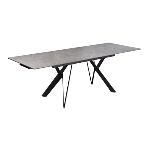 Murano 180-260cm Mid Grey Ceramic Extending Dining Table, Can accommodate up to 10 Dinners Large Extending Dining Table with Grey Ceramic Top 