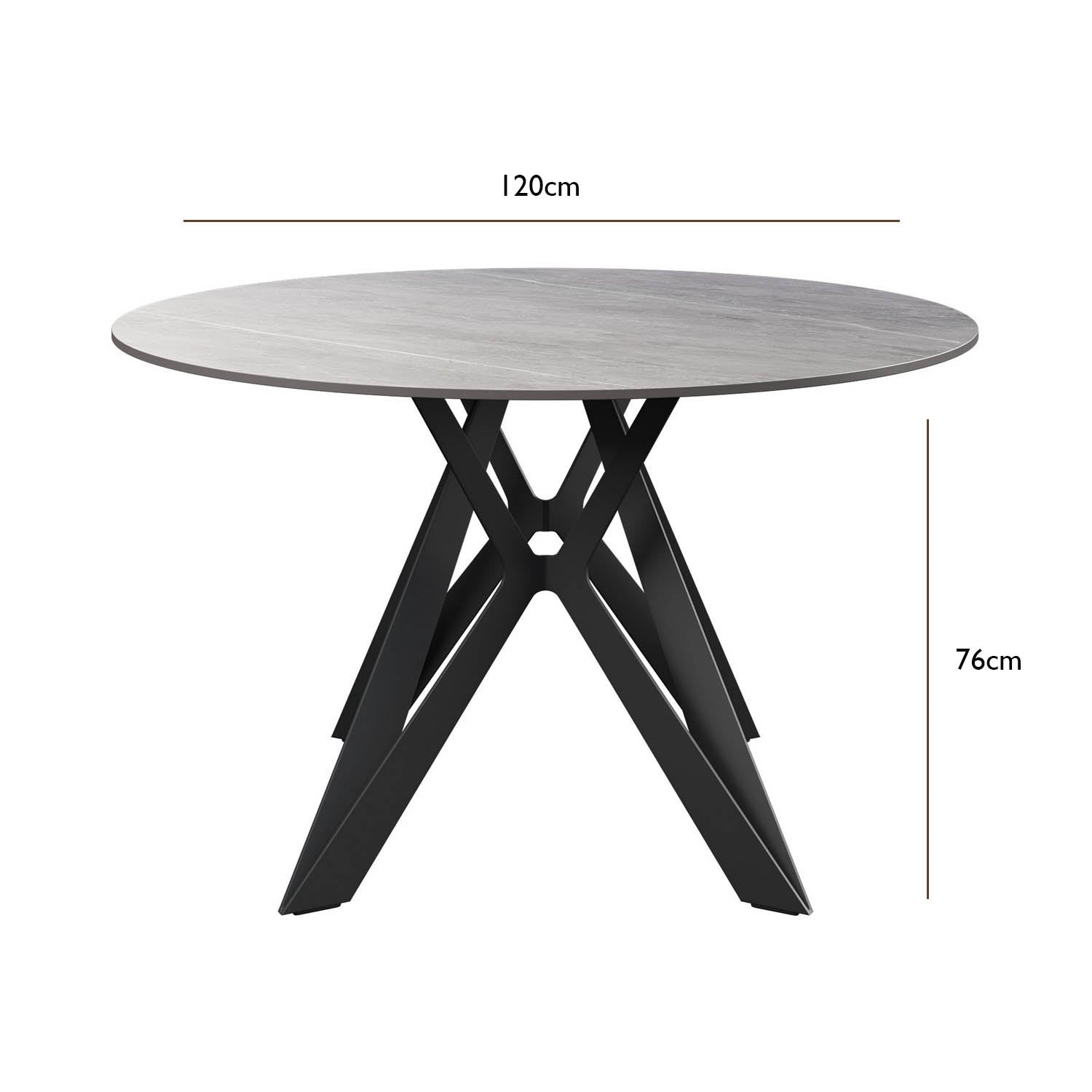 Murano 120cm Grey Sintered Stone Round Dining Table