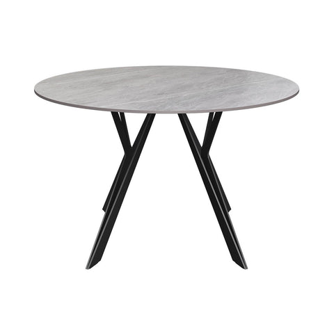 Murano Grey Round Ceramic Dining Table with 4 Chairs - Side View of Dining Table