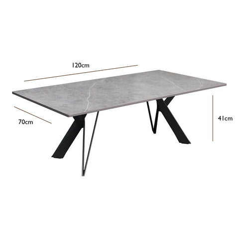 Murano Grey Ceramic Coffee Table - Dimensions 