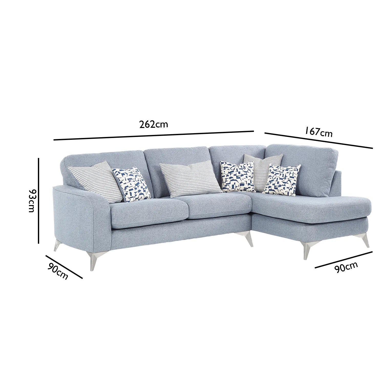 Mallory Modern Italia Fabric 3 Seater Chaise