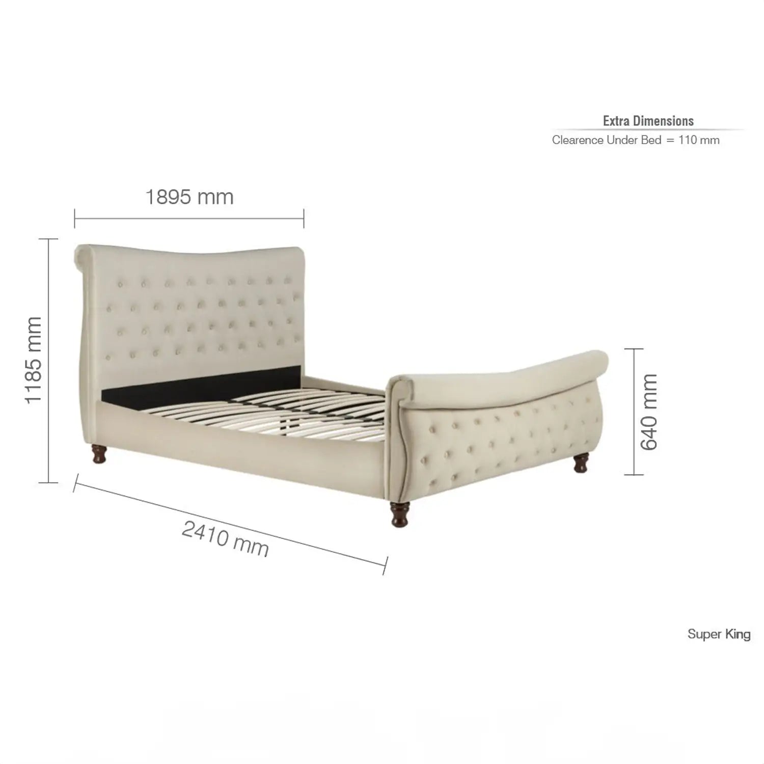 Malmo Deep Button Luxurious Velvet King Bed Frame