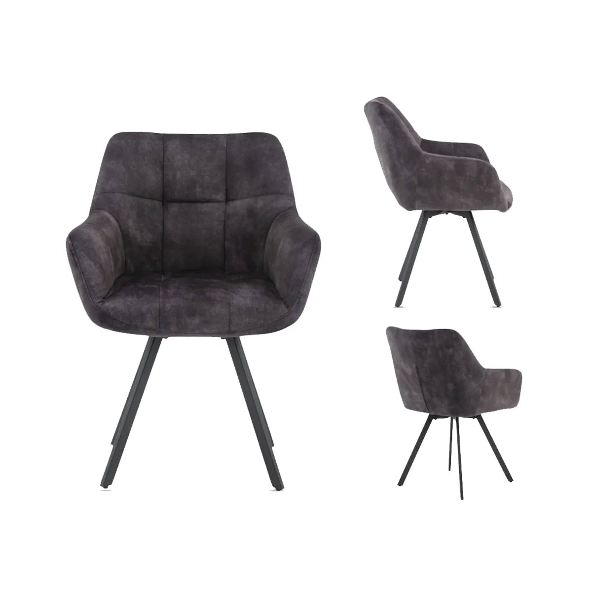 Mario Charcoal Jade Velvet Fabric Dining Chairs - Set of 4