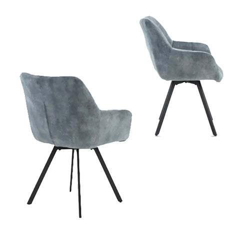 Mario Stone Blue Jade Velvet Fabric Dining Chairs - Set of 4