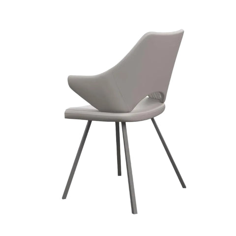 Zolo Grey Leather Dining Chairs with Taupe Metal Legs