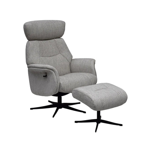 Marseille Fabric Swivel Recliner Chair and Footstool