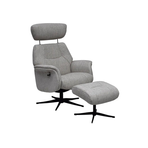 Marseille Fabric Swivel Recliner Chair and Footstool - 004