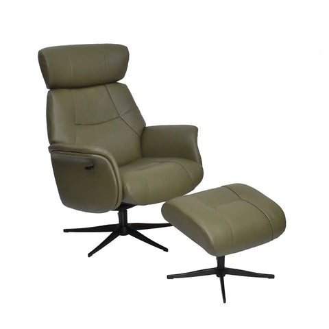 Marseille Leather Swivel Recliner Chair and Footstool