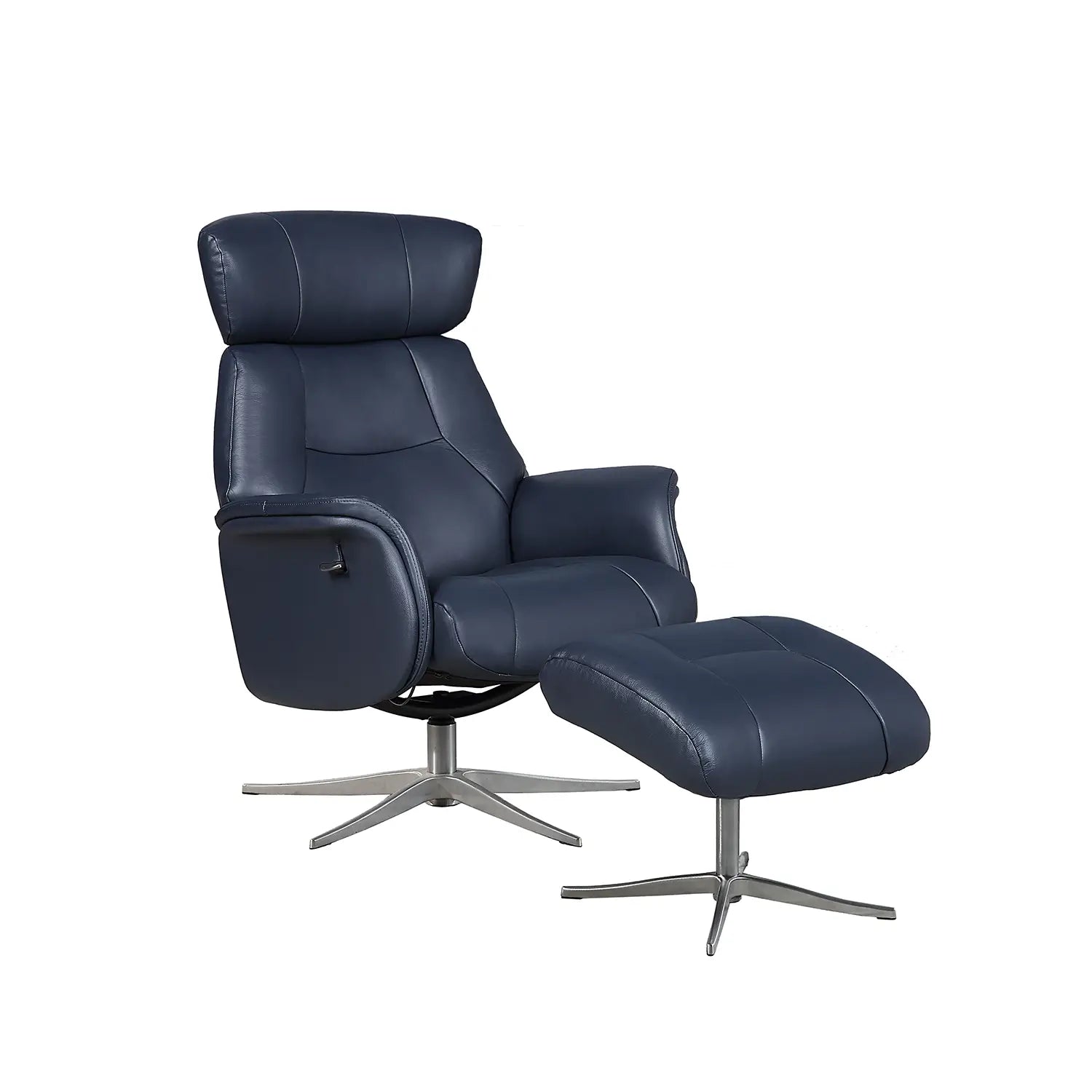 Marseille Leather Swivel Recliner Chair and Footstool