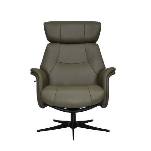 Marseille Leather Swivel Recliner Chair and Footstool