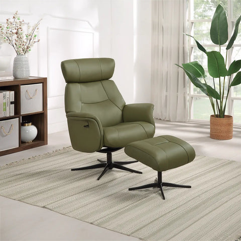 Marseille Leather Swivel Recliner Chair and Footstool