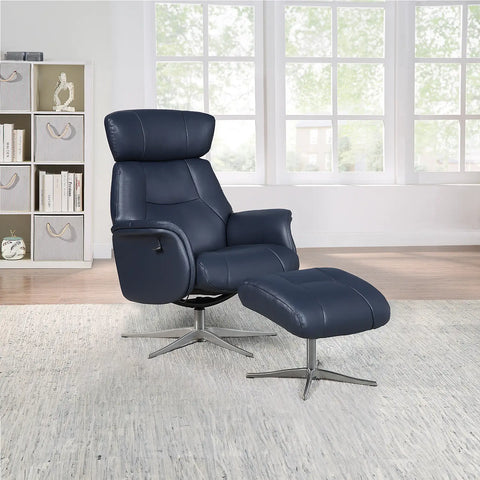 Marseille Leather Swivel Recliner Chair and Footstool