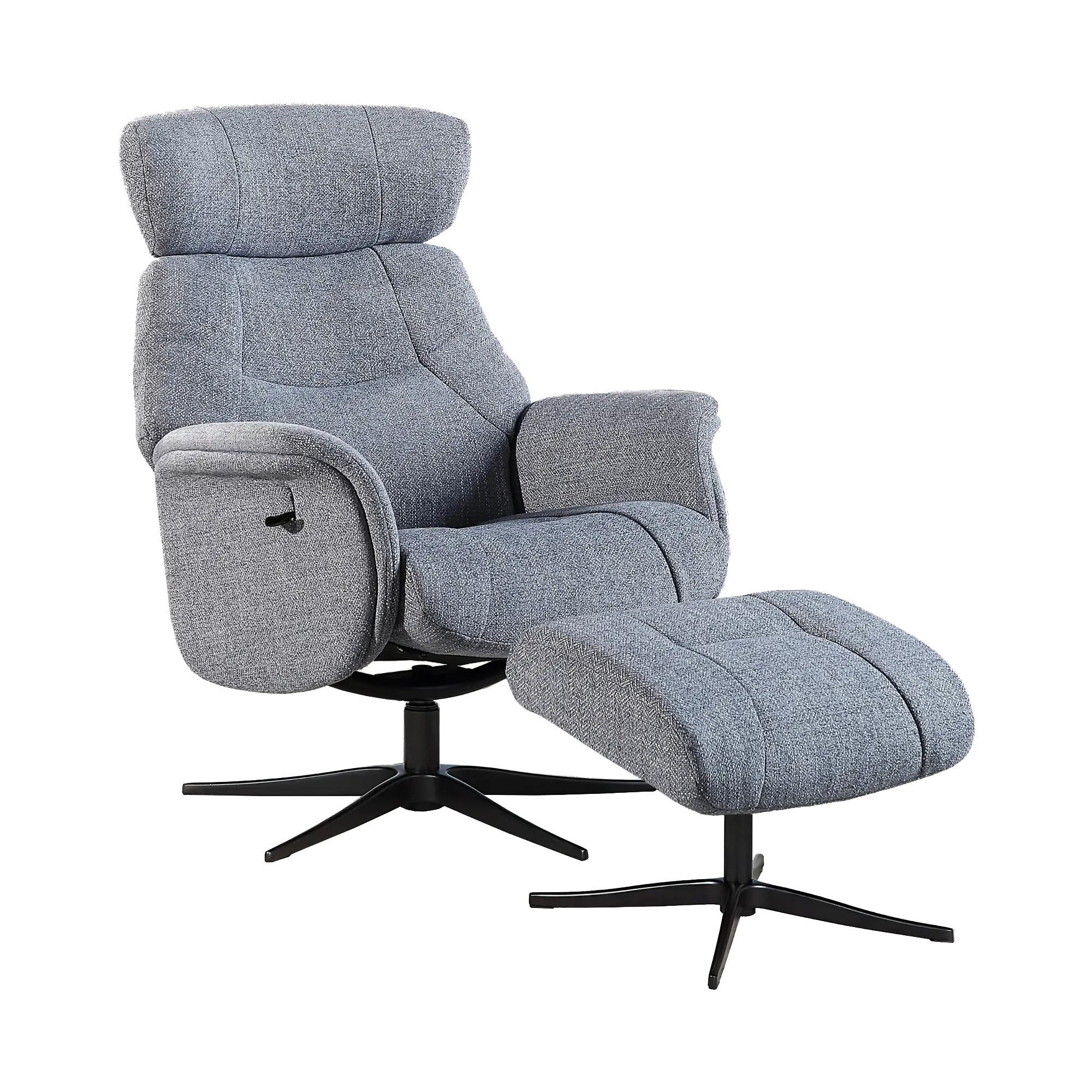 Marseille Fabric Swivel Recliner Chair and Footstool