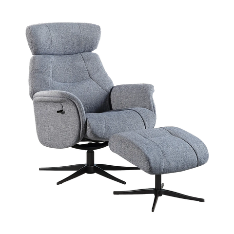 Marseille Fabric Swivel Recliner Chair and Footstool - 008