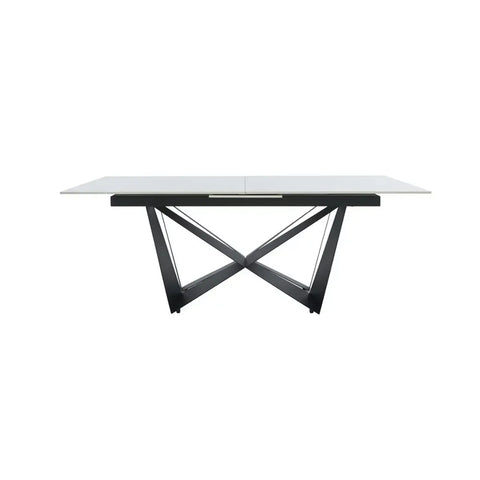 Marvel White Ceramic Dining Table, Black Base - Table Only