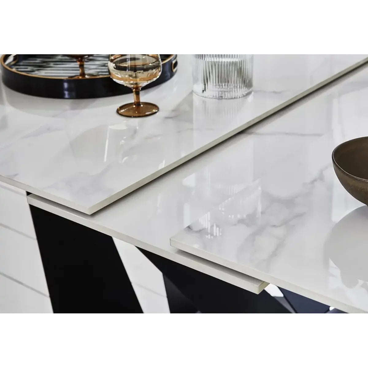 Marvel Black 2M Ceramic Extending Dining Table