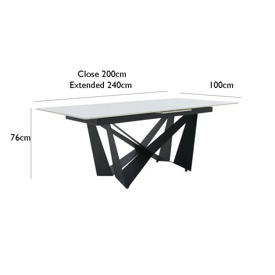 Marvel Black 2M Ceramic Extending Dining Table