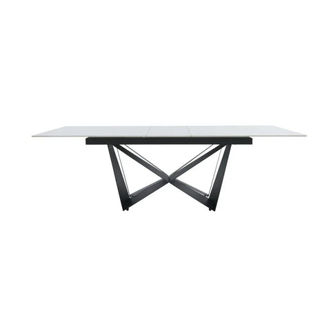 Marvel White Ceramic Dining Table, Black Base