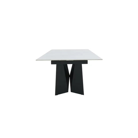 Marvel White Ceramic Dining Table with Black Base