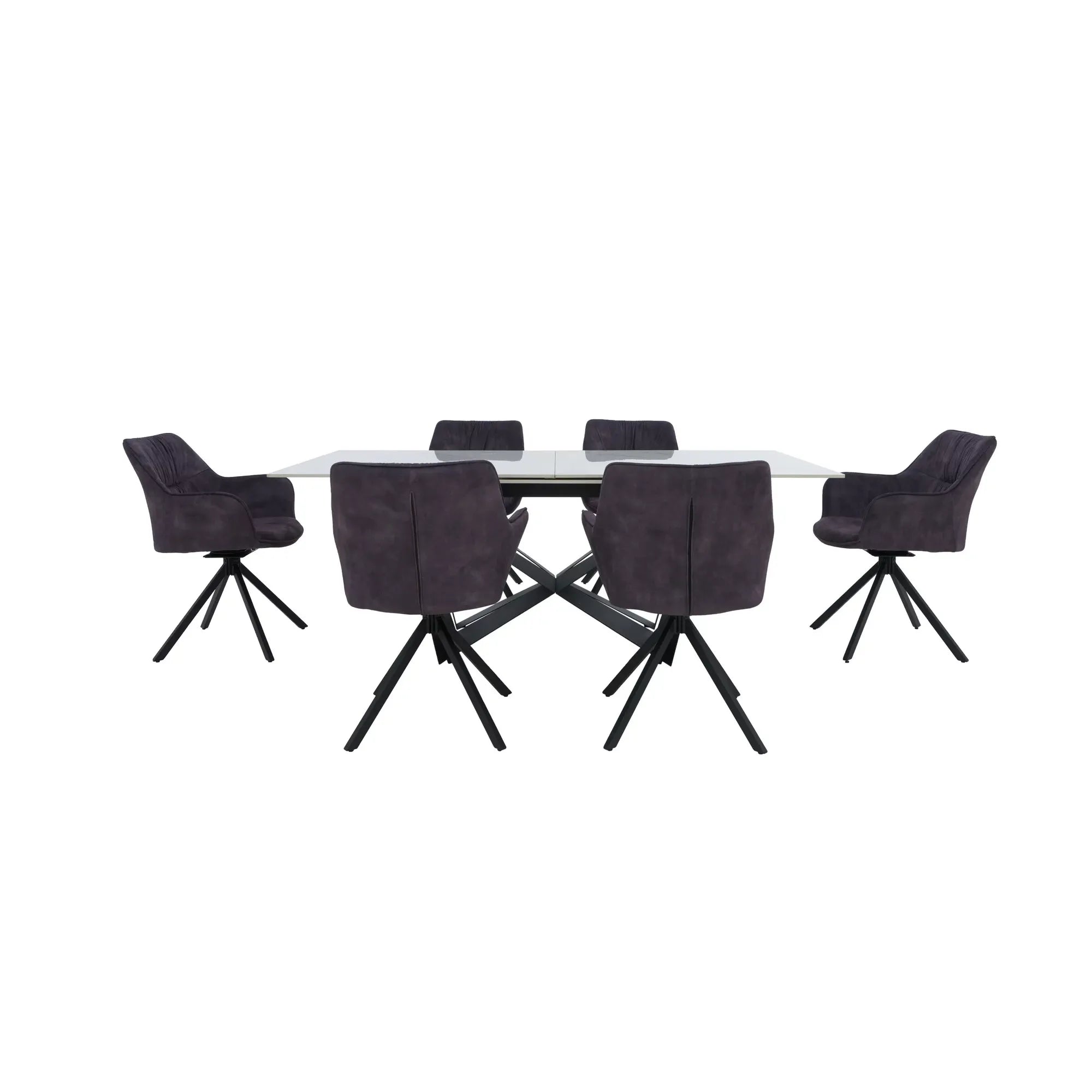 Marvel Large Extending Dining Table and 6 Swivel Dining Chairs