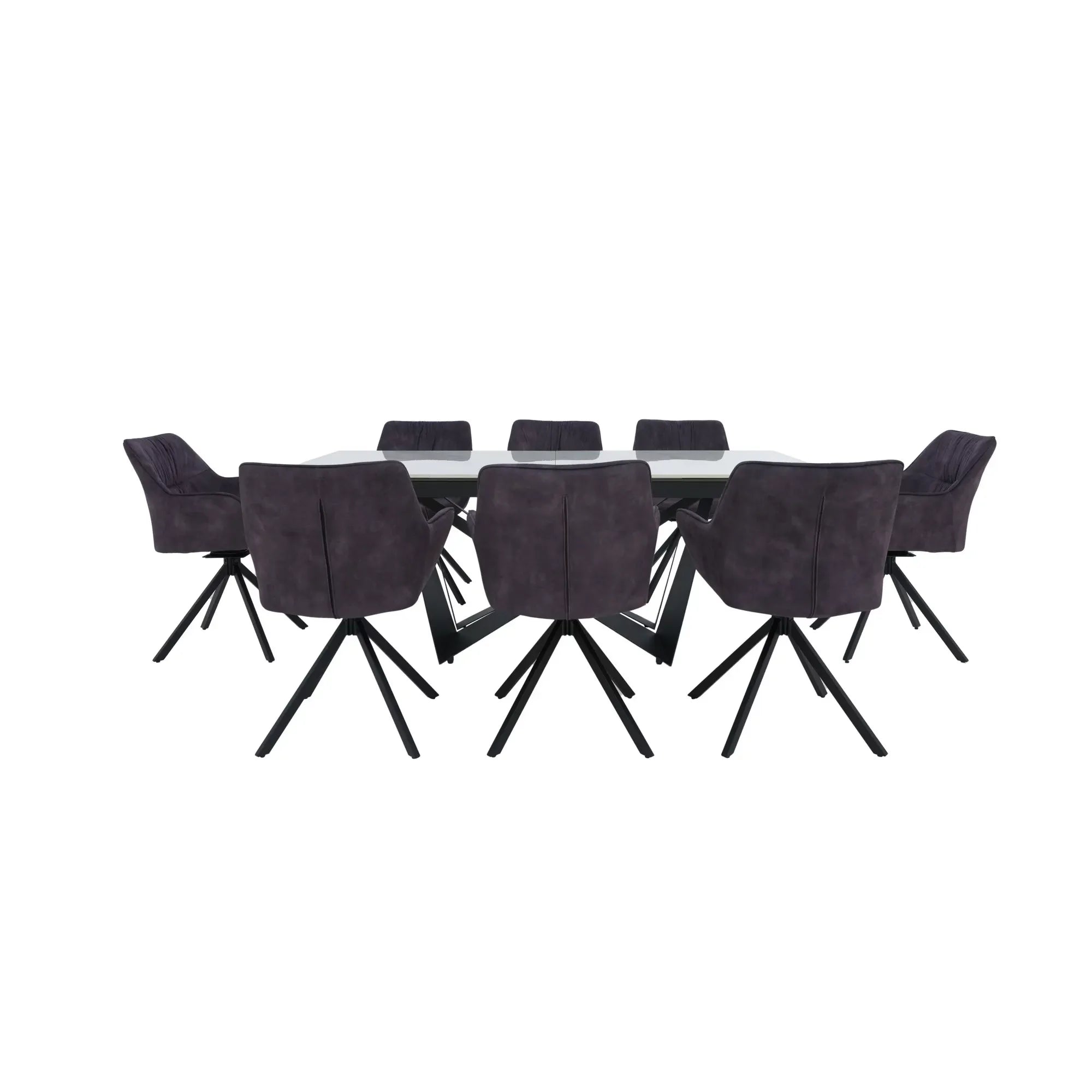 Marvel Large Extending Dining Table and 6 Swivel Dining Chairs