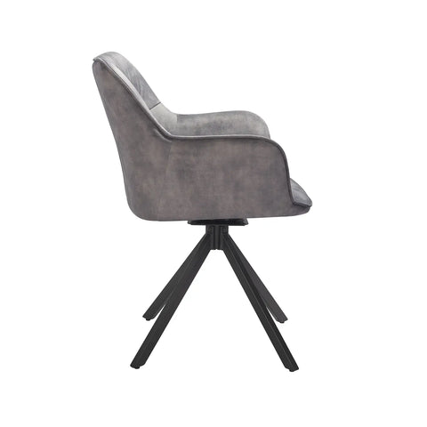 Marvel Black Dining Chairs in grey fabric