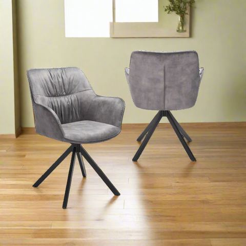 Marvel set of 4 grey Fabric Swivel Dining Chairs