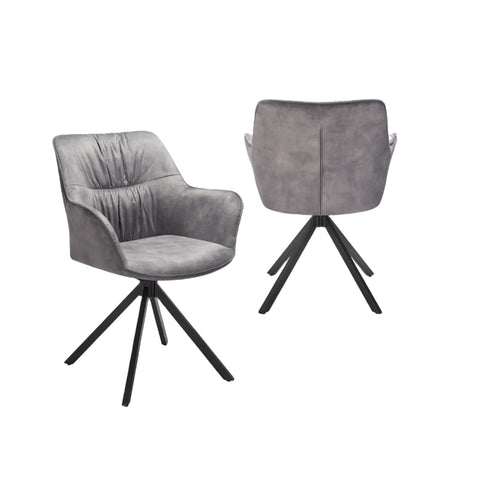 Marvel Silver Fabric swivel Dining Chairs